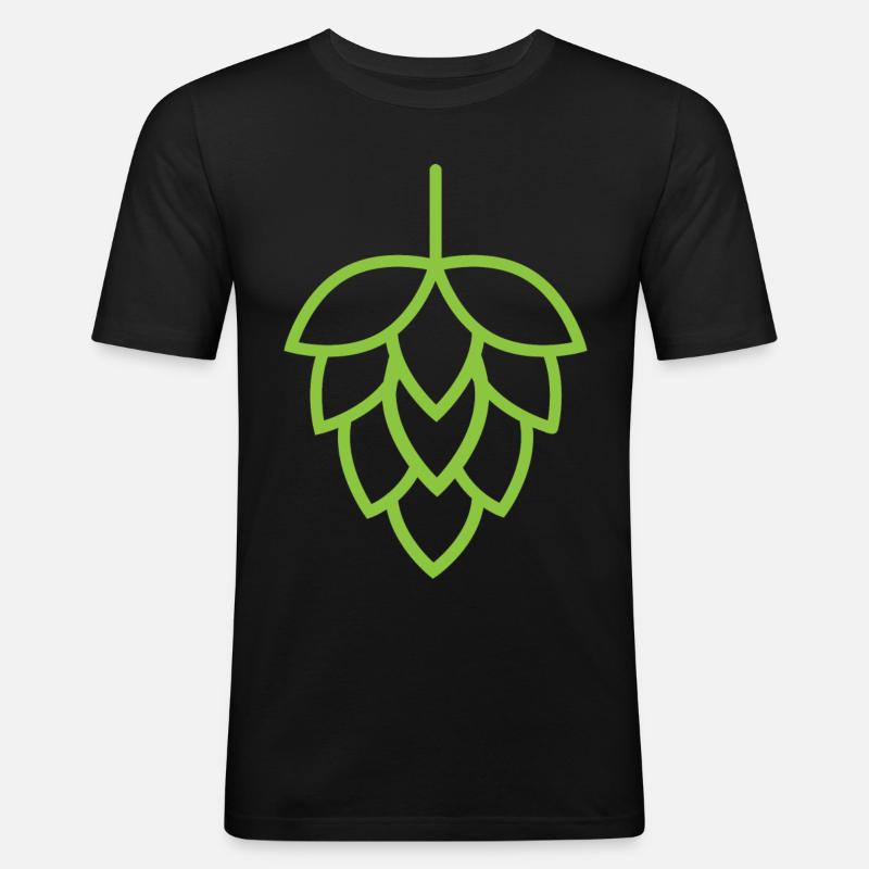 Bier Hopfen - Männer Slim Fit T-Shirt - Schwarz