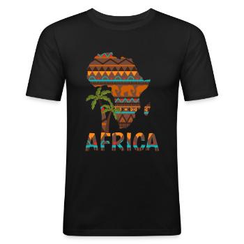 AFRIKA - Afrika-Liebhaber - Männer Slim Fit T-Shirt - Schwarz - Vorne - Nik (191cm)