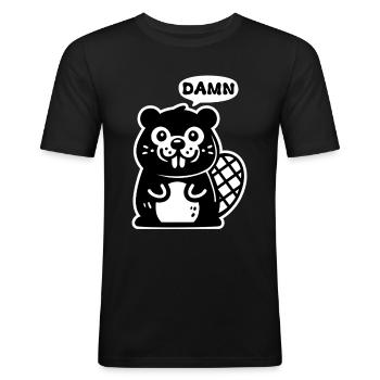 Verdammter Biber - Männer Slim Fit T-Shirt - Schwarz - Vorne - Nik (191cm)