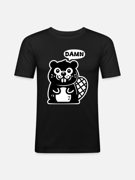 Maudit castor - T-shirt près du corps Homme - noir