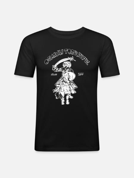 Osmanli TORUNUYUZ - Männer Slim Fit T-Shirt - Schwarz