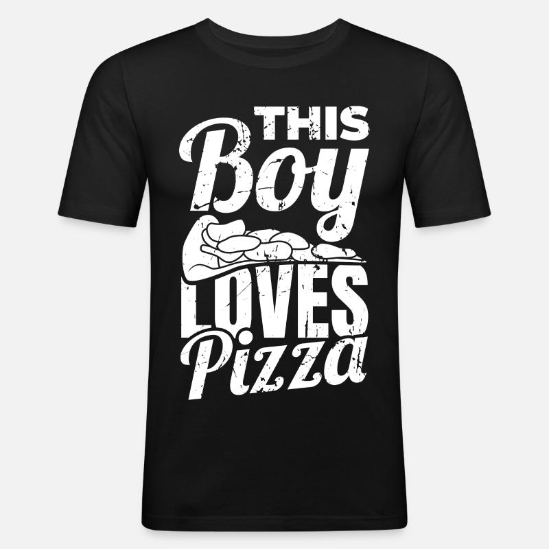 Pizza Junge - Männer Slim Fit T-Shirt - Schwarz