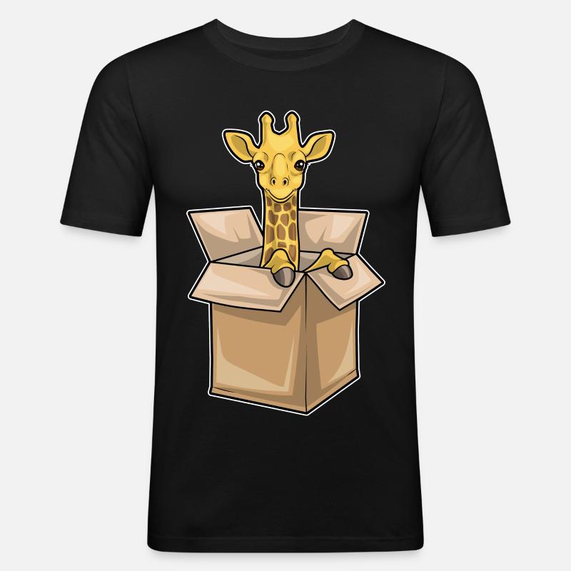 Giraffe Box - Männer Slim Fit T-Shirt - Schwarz