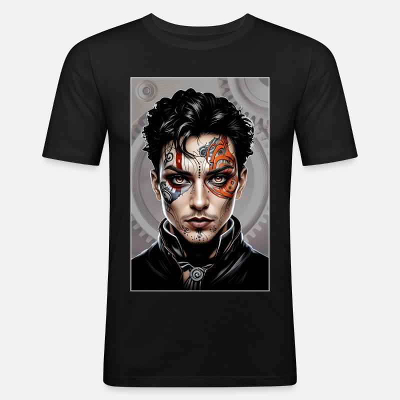 Steampunk Boy 05 - Männer Slim Fit T-Shirt - Schwarz