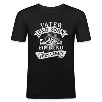 Vater und Sohn - Ein Bund fürs Leben - Vatertag - Männer Slim Fit T-Shirt - Schwarz - Vorne - Nik (191cm)