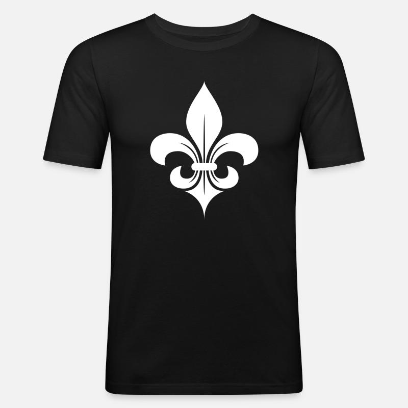 fleur de lis - Männer Slim Fit T-Shirt - Schwarz