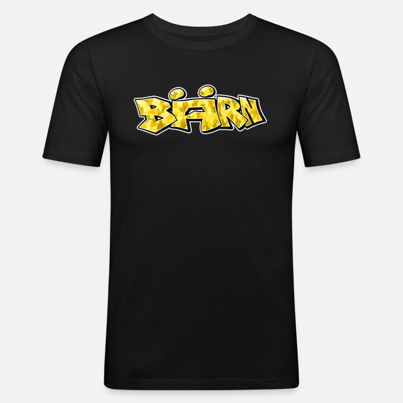 Bärn Graffiti - Männer Slim Fit T-Shirt - Schwarz