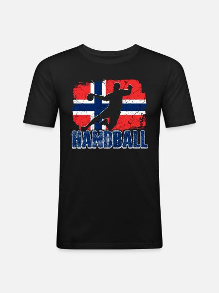 Handball Norwegen - Männer Slim Fit T-Shirt - Schwarz