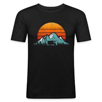 retro Wohnmobil Wohnmobil Wohnmobil t-Shirt retro camper - Männer Slim Fit T-Shirt - Schwarz - Vorne - Nik (191cm)