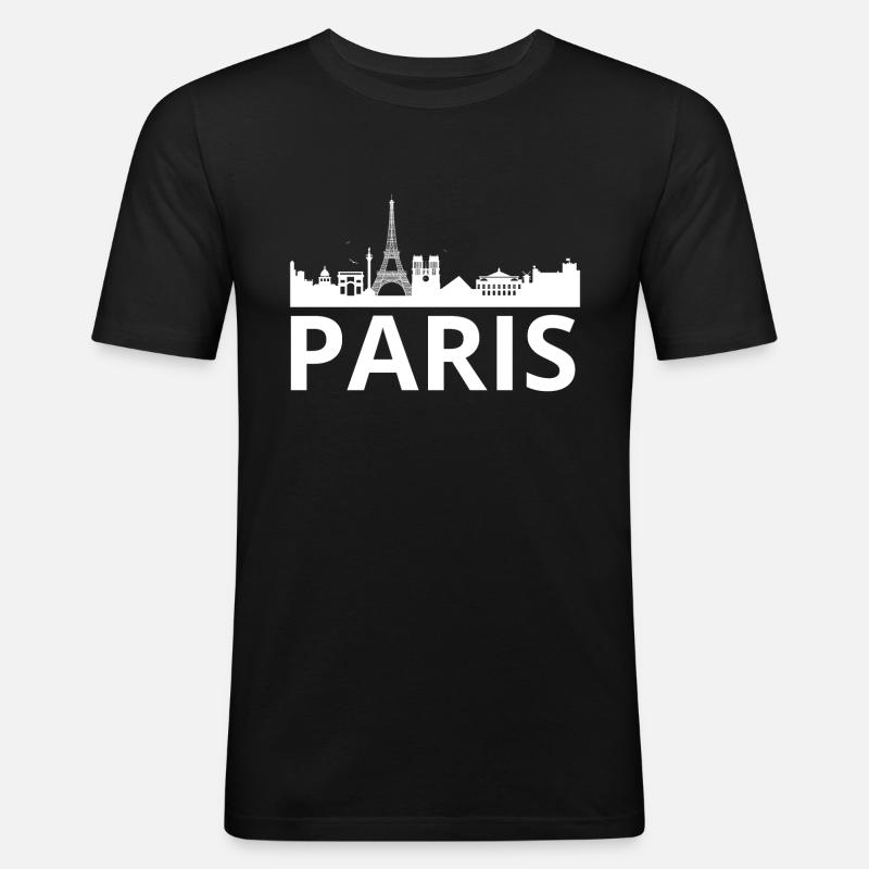 Paris Skyline Eiffel Louvre frankreich - Männer Slim Fit T-Shirt - Schwarz