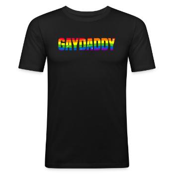 Gay Daddy Schwuler Papa Gay Pride - Männer Slim Fit T-Shirt - Schwarz - Vorne - Nik (191cm)