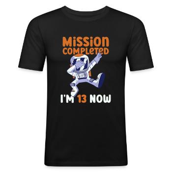 13. Geburtstag Astronaut 13 Jahre - Männer Slim Fit T-Shirt - Schwarz - Vorne - Nik (191cm)