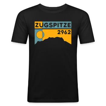 Zugspitze 2962 Train de randonnée en altitude de montagne - T-shirt près du corps Homme - noir - Devant - Nik (191cm)