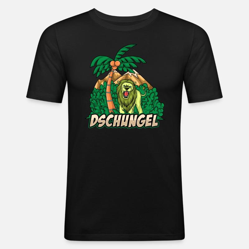 Dschungel - Männer Slim Fit T-Shirt - Schwarz