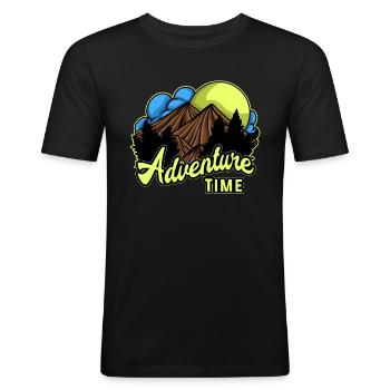 Adventure - Adventure - Männer Slim Fit T-Shirt - Schwarz - Vorne - Nik (191cm)