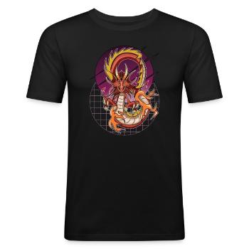 Drache Drago wyvern dragon taragon Japan Gamer - Männer Slim Fit T-Shirt - Schwarz - Vorne - Nik (191cm)