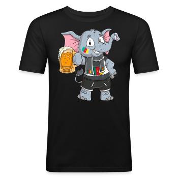 Cameroon Fan Elephant - Men's Slim Fit T-Shirt - black - Front - Nik (191cm)