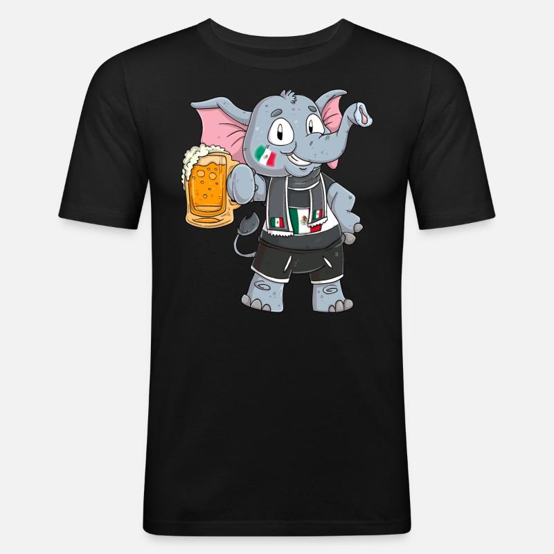 Mexiko Fan Elefant - Männer Slim Fit T-Shirt - Schwarz