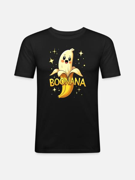 Boonana - Banane als Geist - Männer Slim Fit T-Shirt - Schwarz