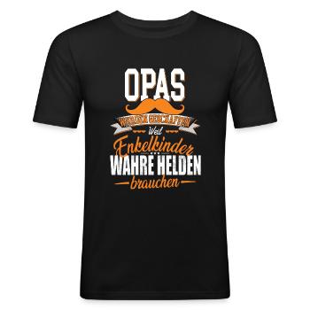 Opa Spruch Opas Wurden Geschaffen - Männer Slim Fit T-Shirt - Schwarz - Vorne - Nik (191cm)