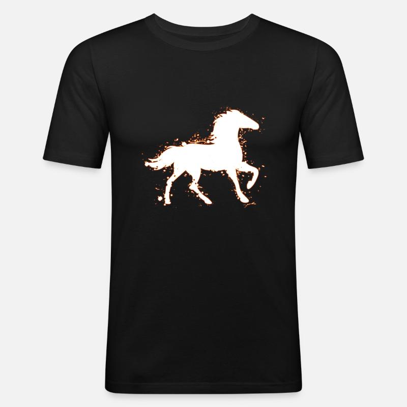 Pferd Pferde - Männer Slim Fit T-Shirt - Schwarz