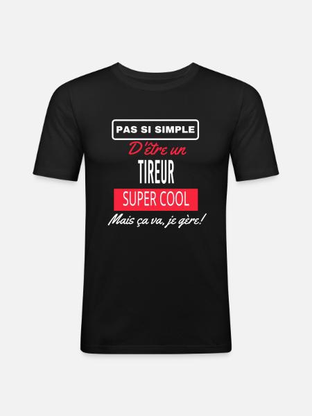pas si simple TIREUR - T-shirt près du corps Homme - noir