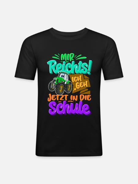 Traktor Kinder Einschulung - Männer Slim Fit T-Shirt - Schwarz