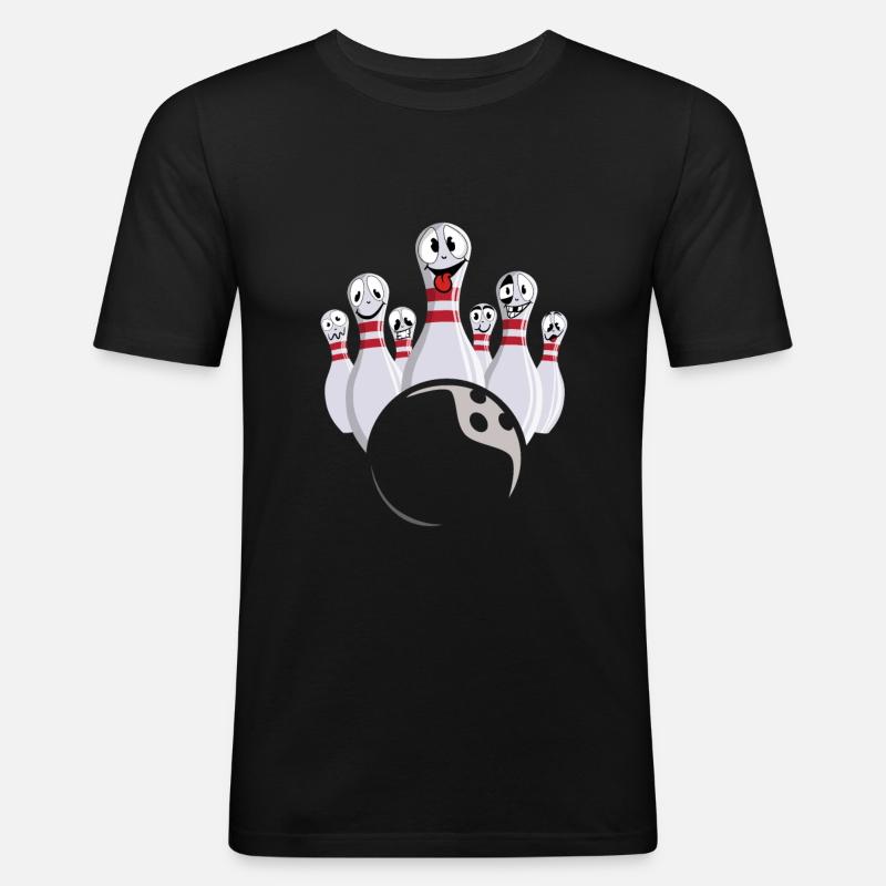 Bowling mit lachenden Bowling-Pins - Männer Slim Fit T-Shirt - Schwarz