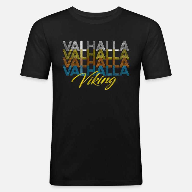 Valhalla Walhalla Viking Wikinger - Männer Slim Fit T-Shirt - Schwarz