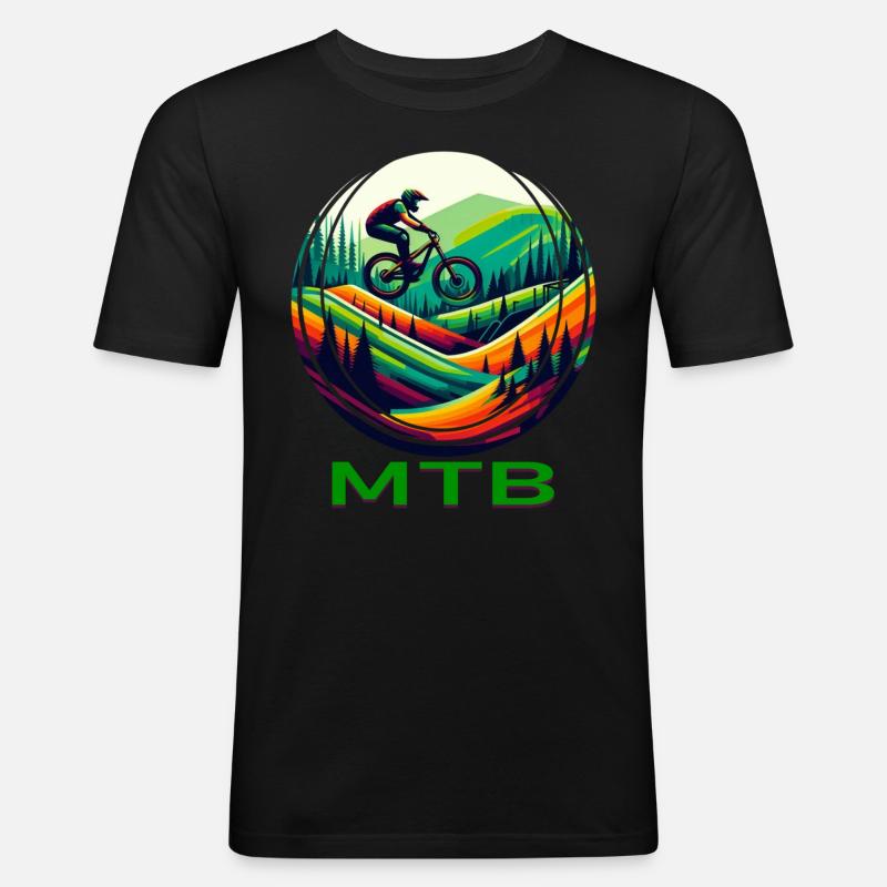 Vélo VTT - T-shirt près du corps Homme - noir