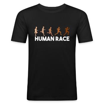 Race humaine, lutte contre le racisme - T-shirt près du corps Homme - noir - Devant - Nik (191cm)