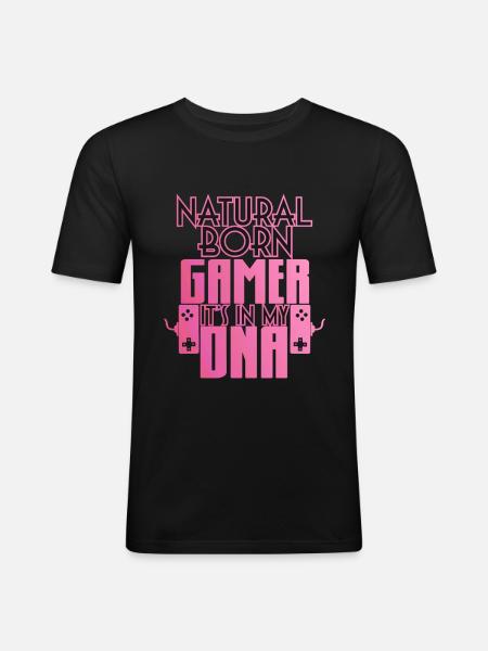 Natural Born Gamer Gaming Shirt - Men's Slim Fit T-Shirt - black