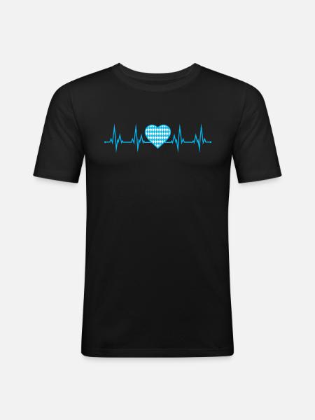 Bavaria Heartbeat ECG - Men's Slim Fit T-Shirt - black