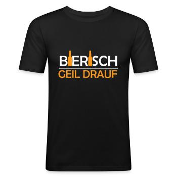 Bier Wortspiel Lustiger Bier Spruch - Männer Slim Fit T-Shirt - Schwarz - Vorne - Nik (191cm)