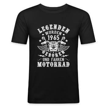 Motorrad Fahrer Geburtstag Legenden geboren 1965 - Männer Slim Fit T-Shirt - Schwarz - Vorne - Nik (191cm)