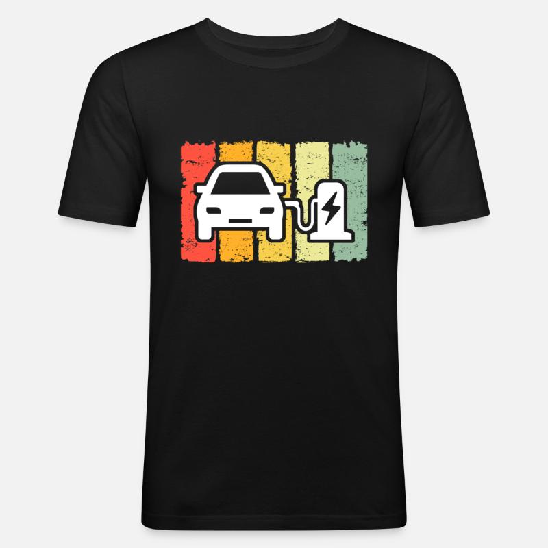 Eauto E-Auto Ecar E-Car - Männer Slim Fit T-Shirt - Schwarz