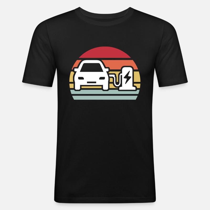 Eauto E-Auto Elektro Auto - Männer Slim Fit T-Shirt - Schwarz