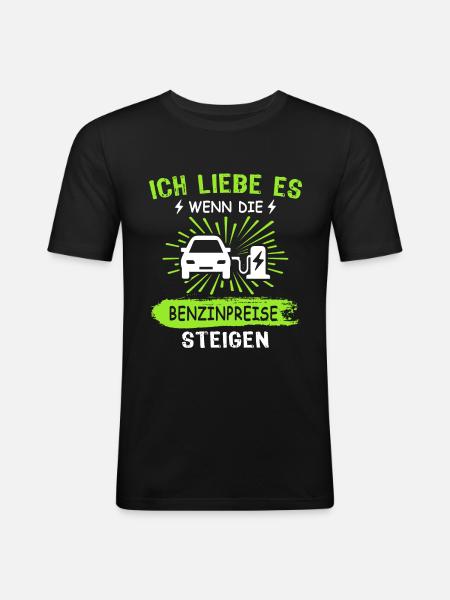 Eauto Elektroauto E-Auto - Männer Slim Fit T-Shirt - Schwarz
