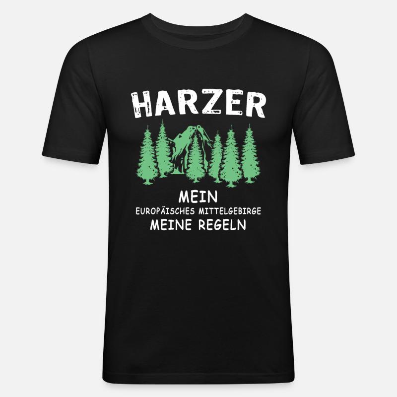 Harz Sprüche Harzer - Männer Slim Fit T-Shirt - Schwarz