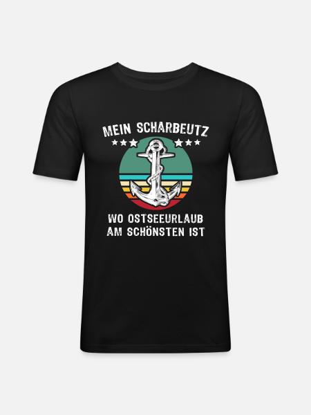 Scharbeutz Sprüche Scharbeutzer - Männer Slim Fit T-Shirt - Schwarz