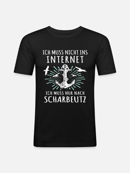Scharbeutz Ostsee Scharbeutzer - Männer Slim Fit T-Shirt - Schwarz