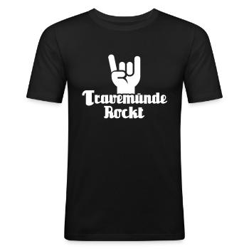Urlaub Travemünde Ostsee - Männer Slim Fit T-Shirt - Schwarz - Vorne - Nik (191cm)