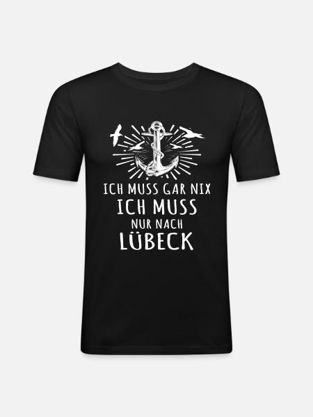 Lübeck - Männer Slim Fit T-Shirt - Schwarz