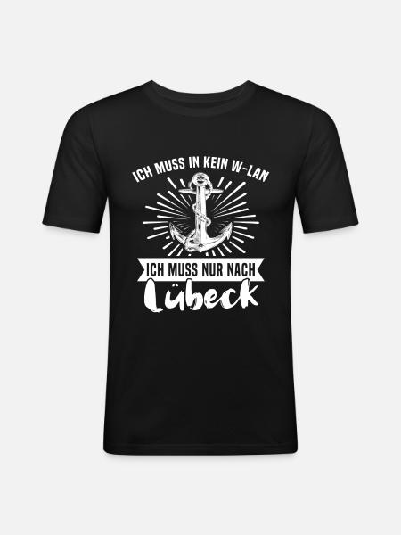 Lübeck - Männer Slim Fit T-Shirt - Schwarz