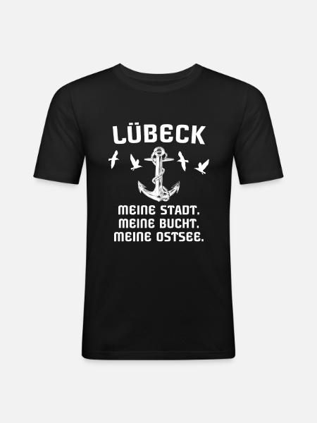 Lübeck - Männer Slim Fit T-Shirt - Schwarz