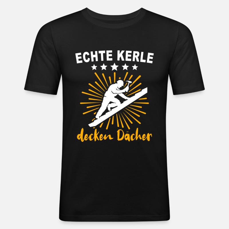 Dachdecker Handwerker Dachdecken - Männer Slim Fit T-Shirt - Schwarz