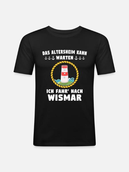 Wismar Ostsee Urlaub - Männer Slim Fit T-Shirt - Schwarz