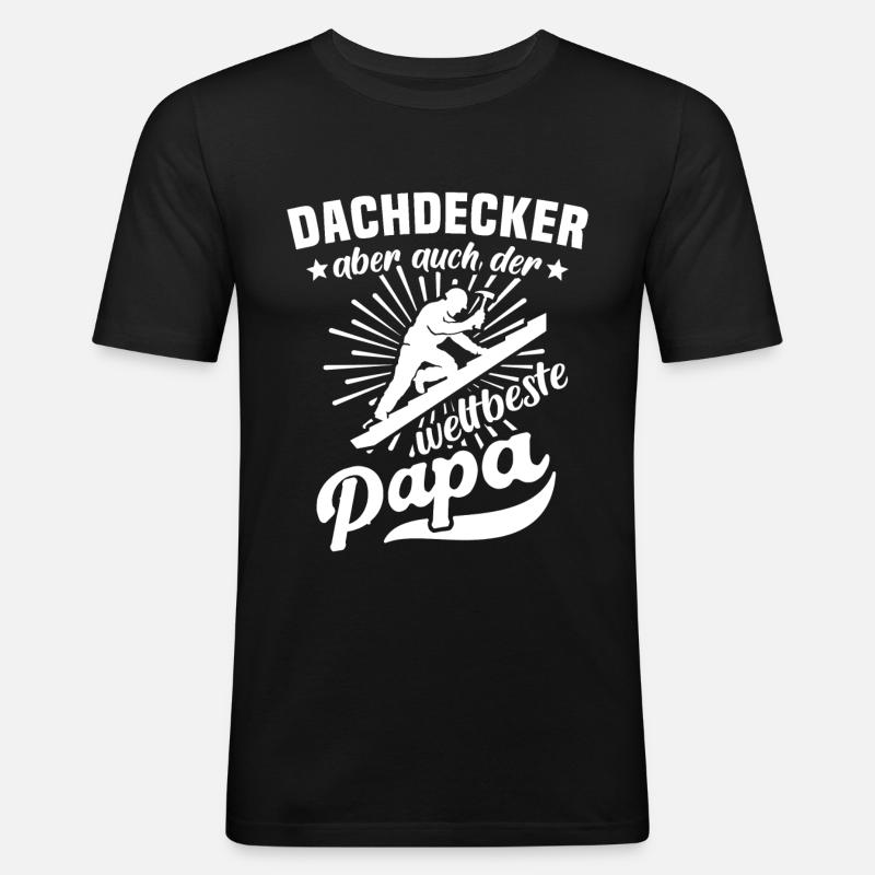Dachdecker Papa Dachdecken Papas - Männer Slim Fit T-Shirt - Schwarz