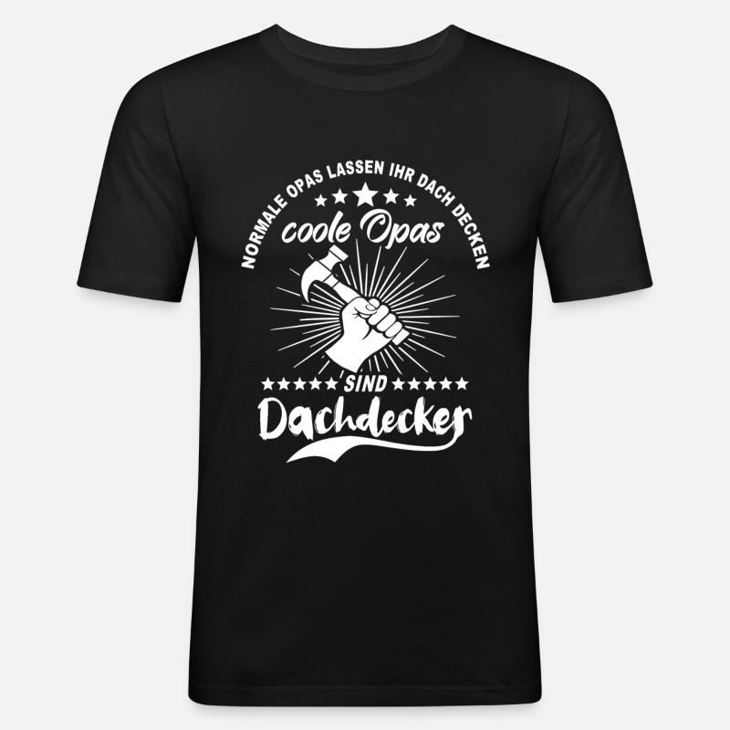 Dachdecker Opa - Männer Slim Fit T-Shirt - Schwarz