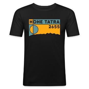 Hautes Carpates Randonnée Carte Souvenir Ours - T-shirt près du corps Homme - noir - Devant - Nik (191cm)